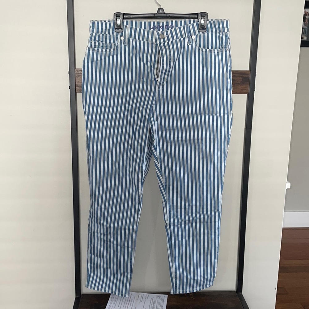 Lands End Vertical Pinstripe Straight Jeans